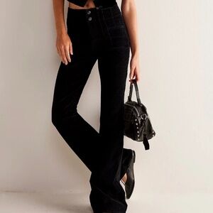 FREE PEOPLE WE THE FREE JAYDE CORD FLARE JEANS IN BLACK